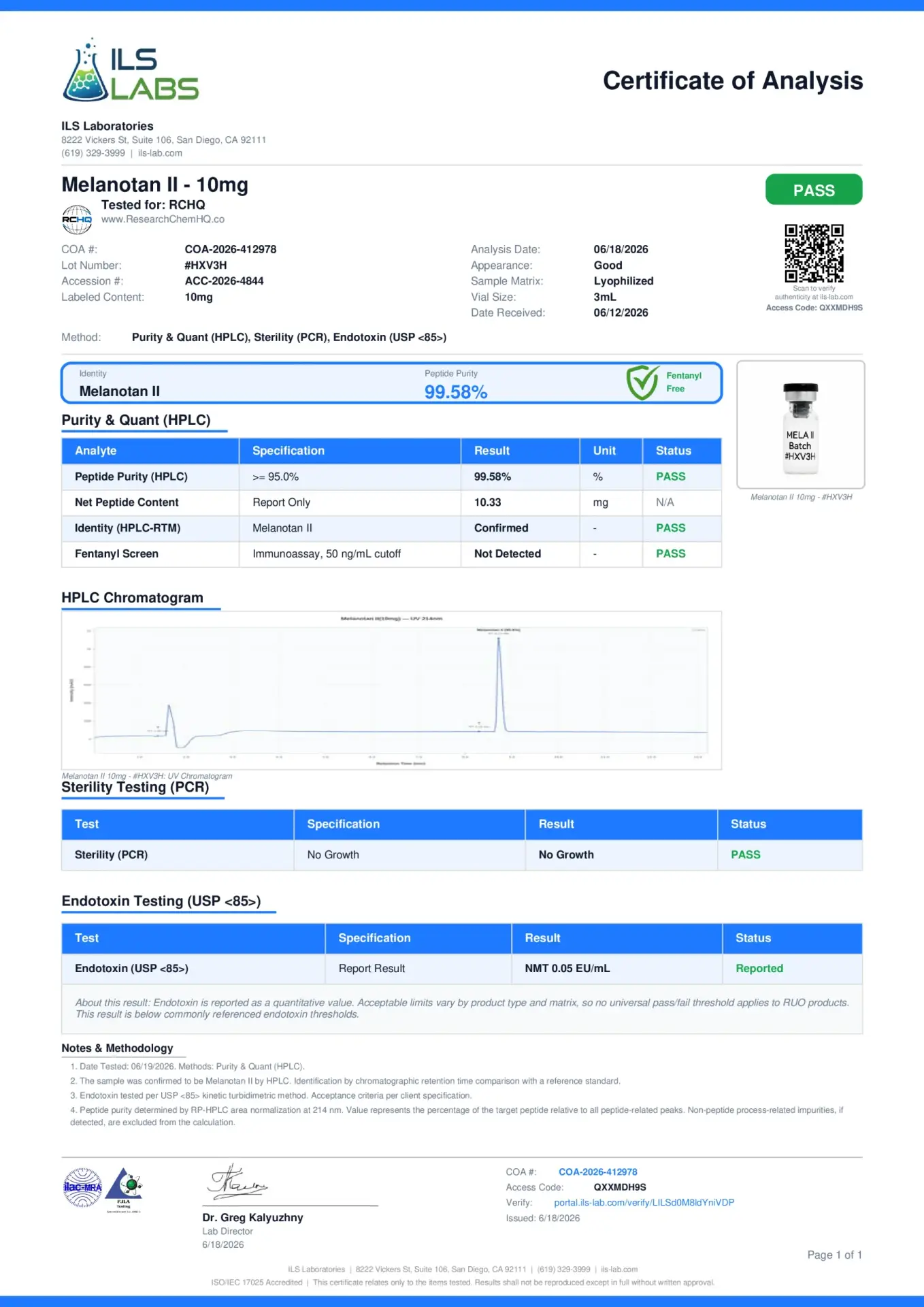 Melanotan 2 June 26 COA